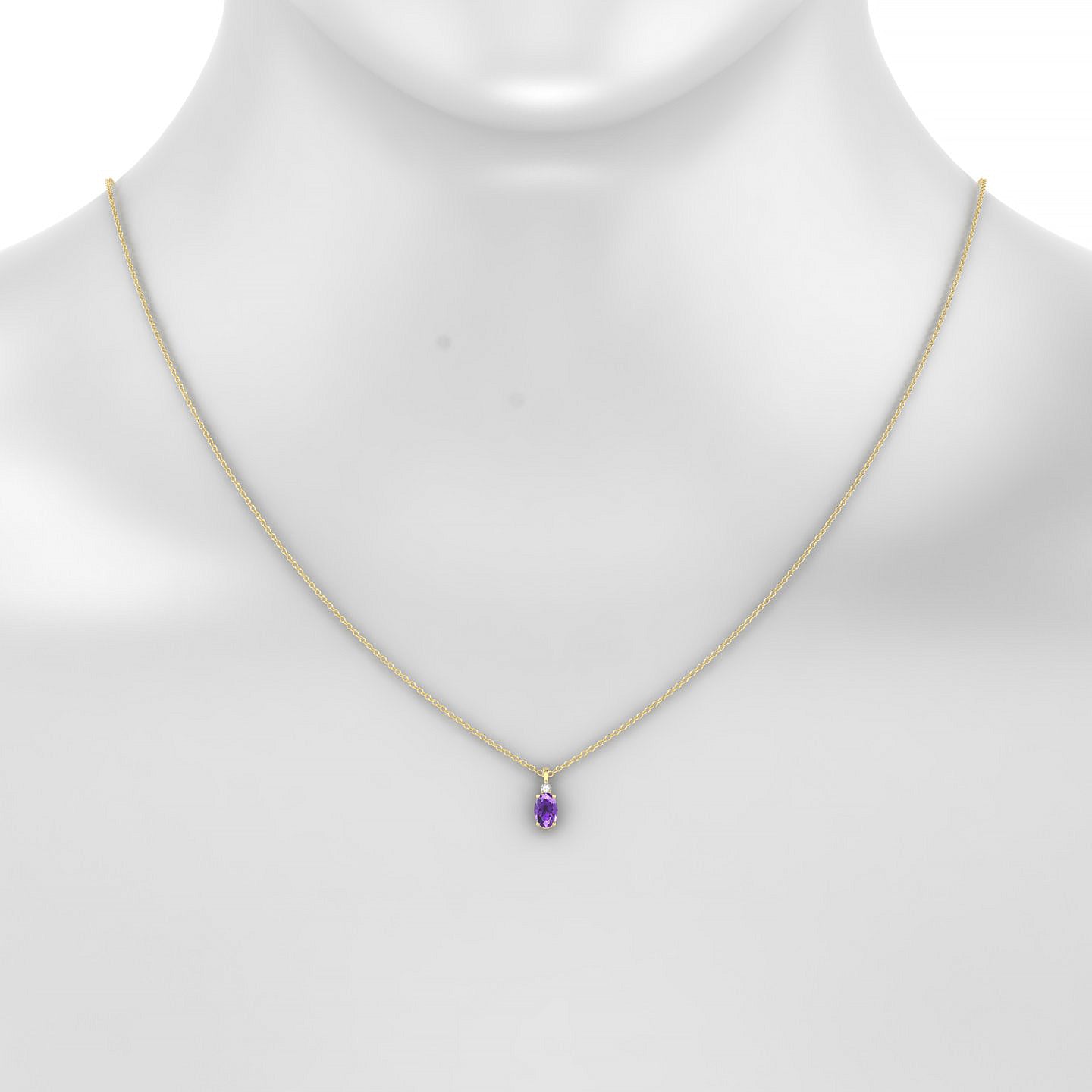 Sparkle | 18k Yellow Gold 6 x 4 mm Oval Amethyst Pendant