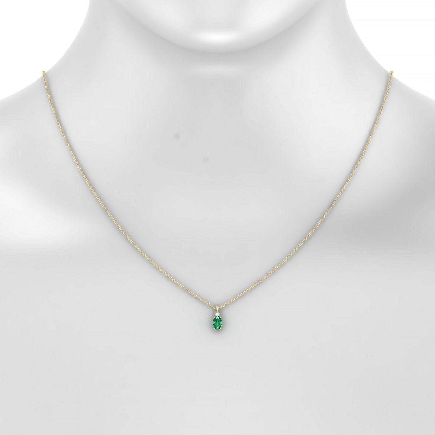 Sparkle | 18k Yellow Gold 6 x 4 mm Oval Emerald Pendant