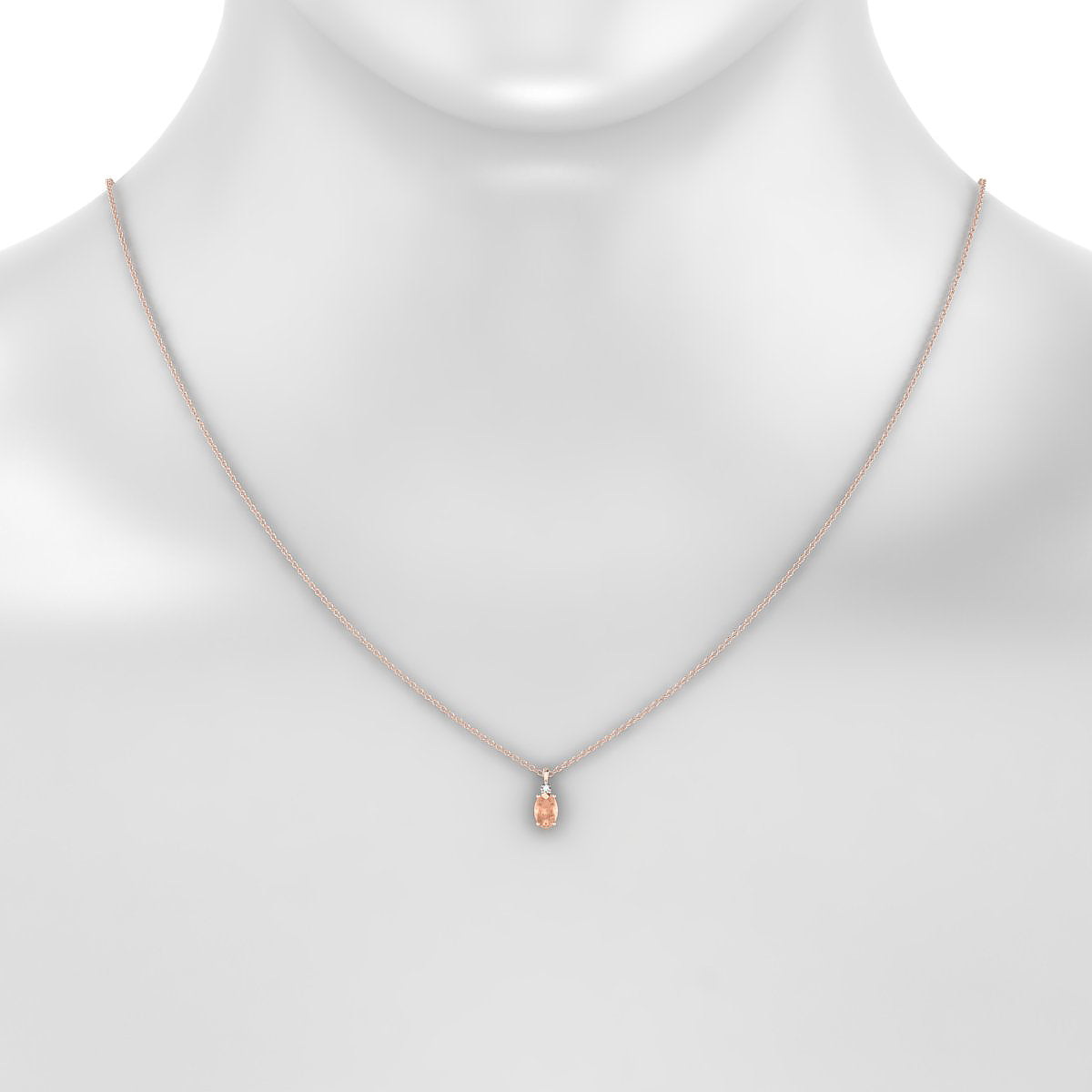 Sparkle | 18k Rose Gold 6 x 4 mm Oval Morganite Pendant