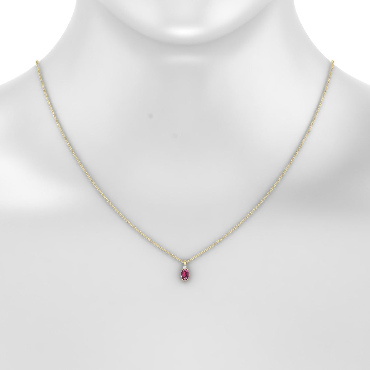 Sparkle | 18k Yellow Gold 6 x 4 mm Oval Rhodolite Pendant