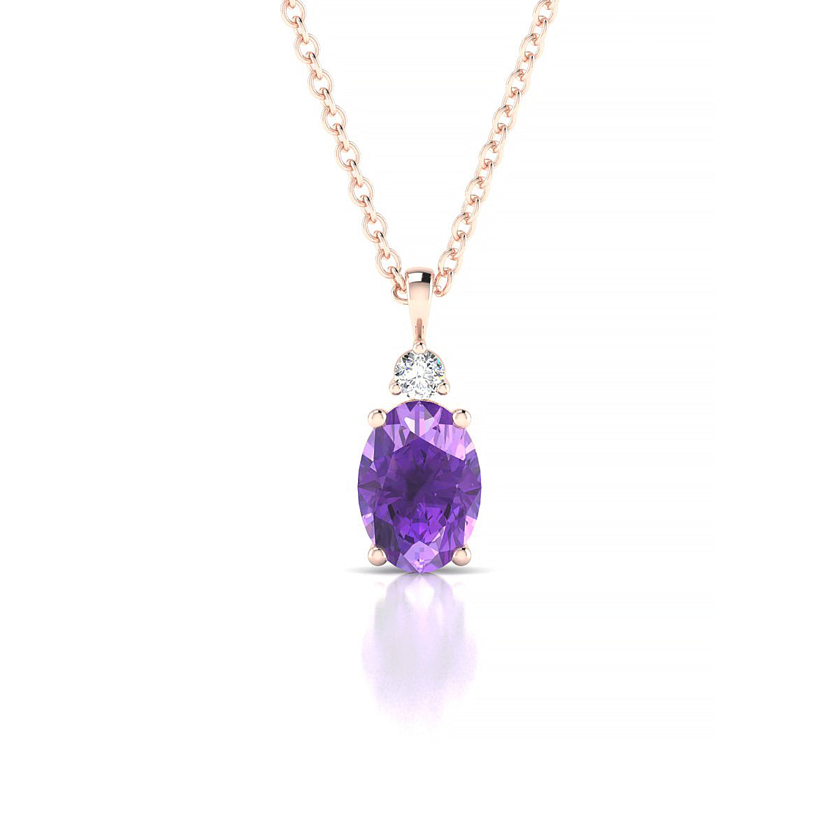 Sparkle | 18k Rose Gold 7 x 5 mm Oval Amethyst Pendant