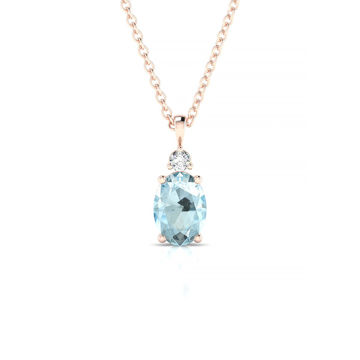 Sparkle | 18k Rose Gold 7 x 5 mm Oval Aquamarine Pendant