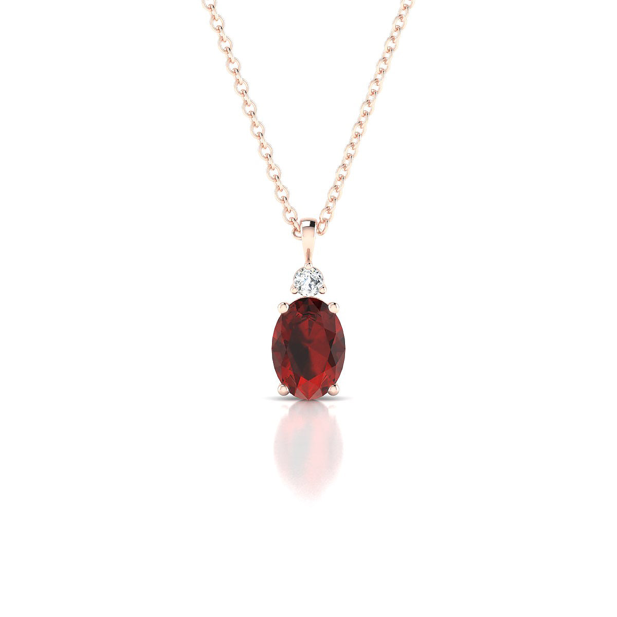 Sparkle | 18k Rose Gold 7 x 5 mm Oval Garnet Pendant