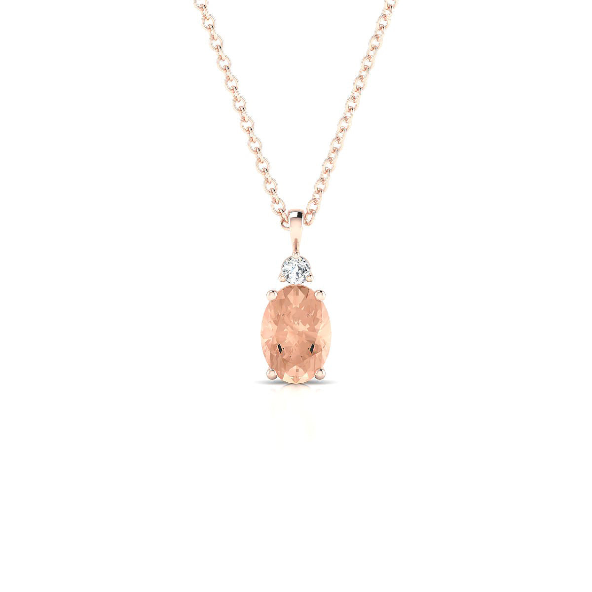 Sparkle | 18k Rose Gold 7 x 5 mm Oval Morganite Pendant