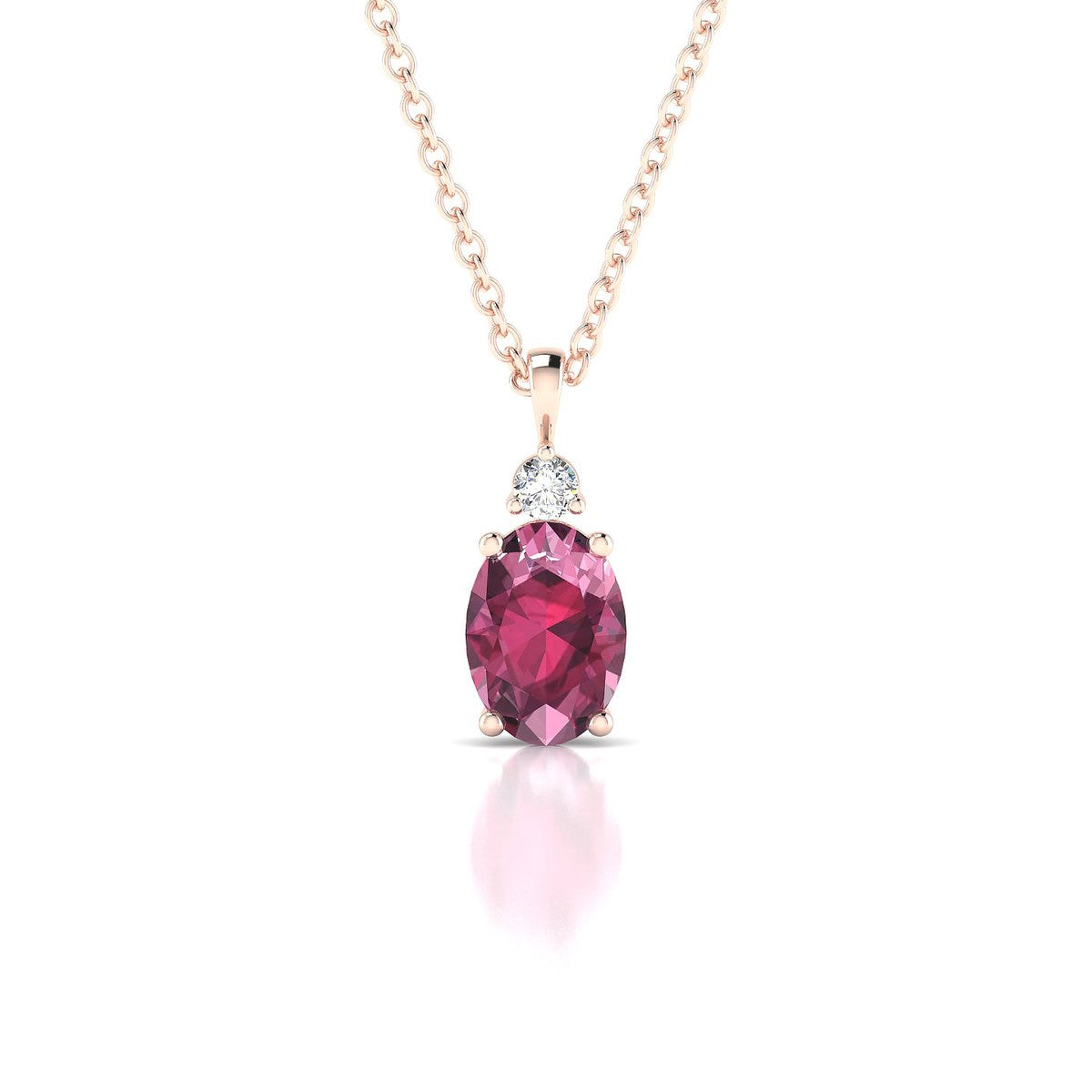 Sparkle | 18k Rose Gold 7 x 5 mm Oval Rhodolite Pendant