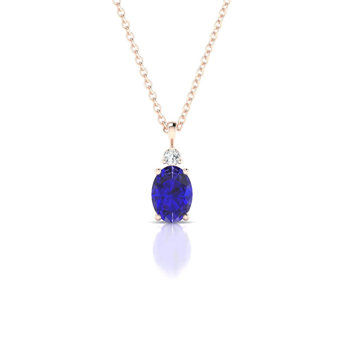 Sparkle | 18k Rose Gold 7 x 5 mm Oval Tanzanite Pendant