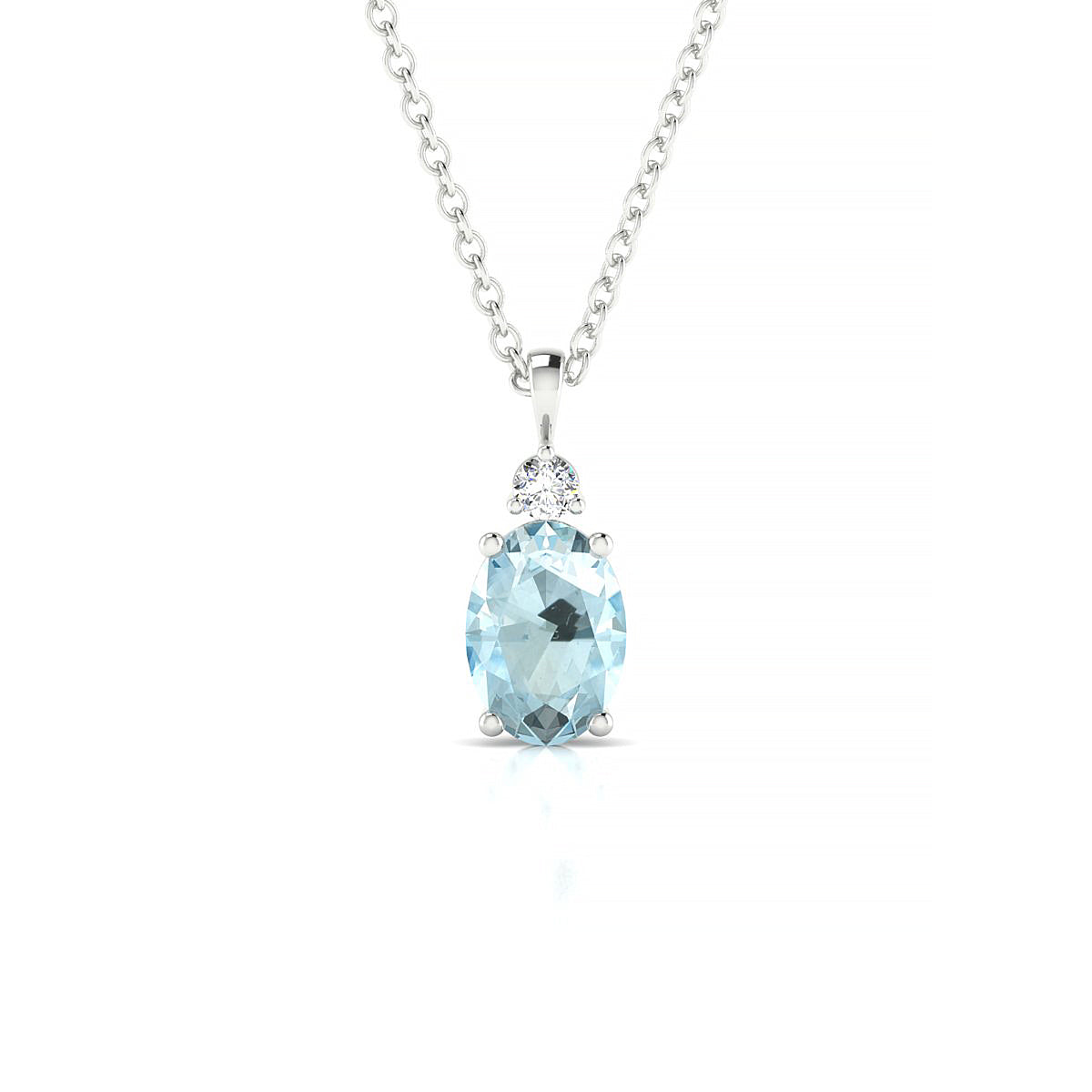 Sparkle | 18k White Gold 7 x 5 mm Oval Aquamarine Pendant