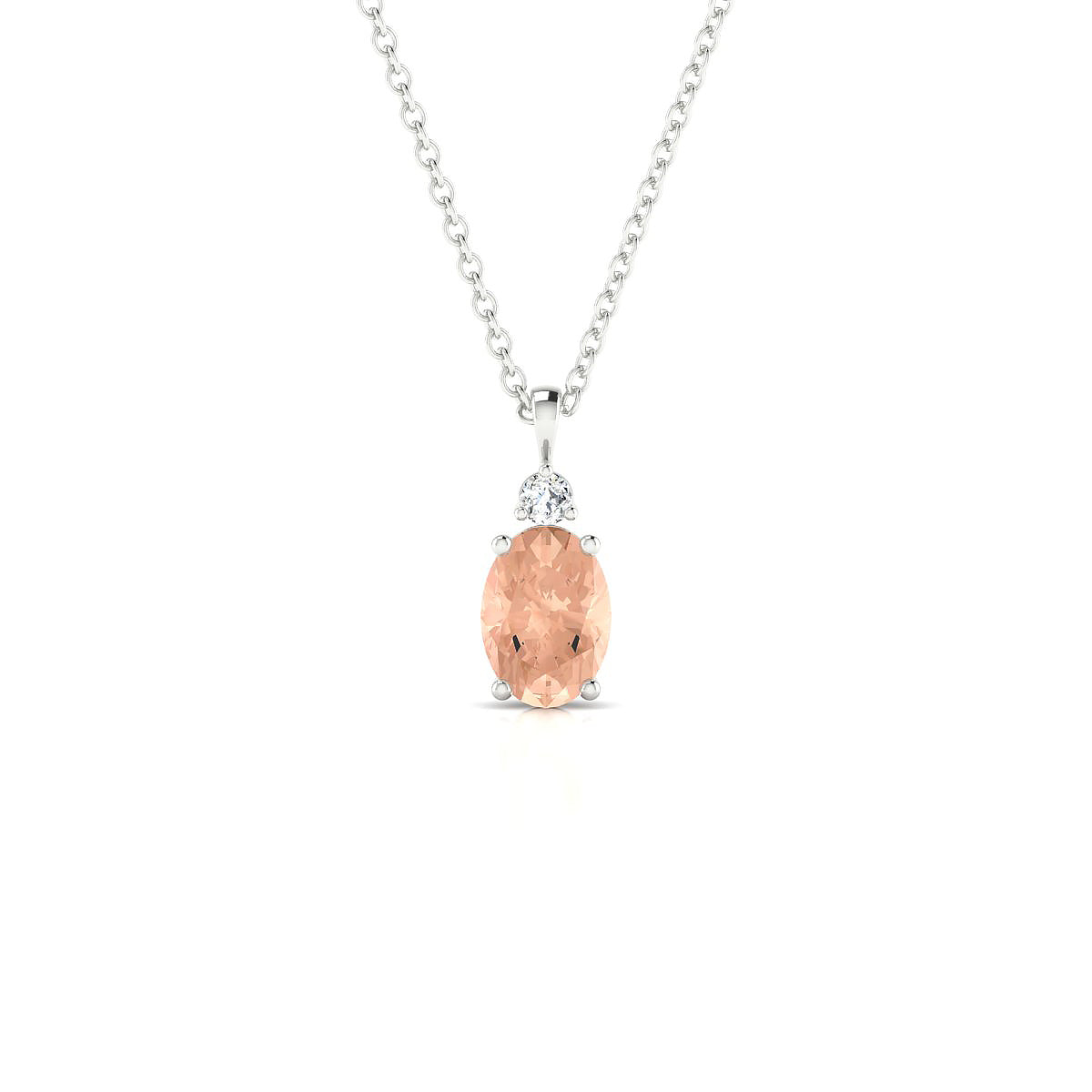 Sparkle | 18k White Gold 7 x 5 mm Oval Morganite Pendant