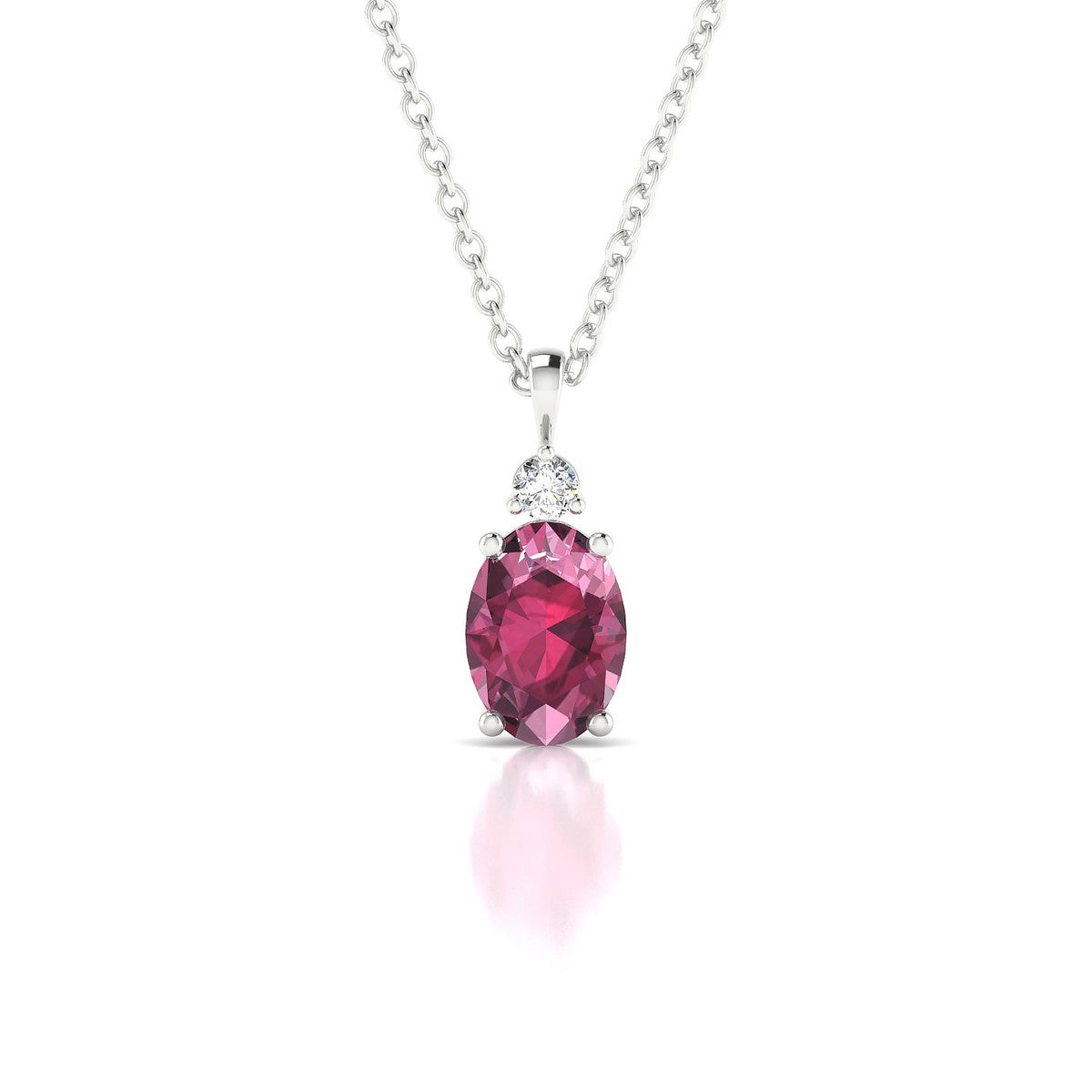Sparkle | 18k White Gold 7 x 5 mm Oval Rhodolite Pendant
