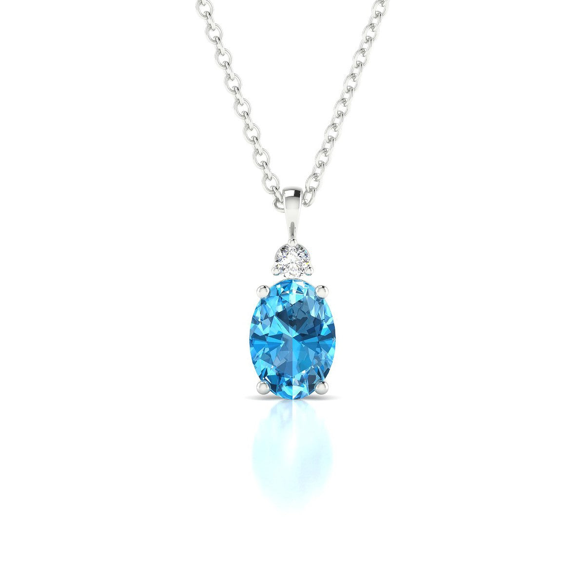 Sparkle | 18k White Gold 7 x 5 mm Oval Topaz Pendant