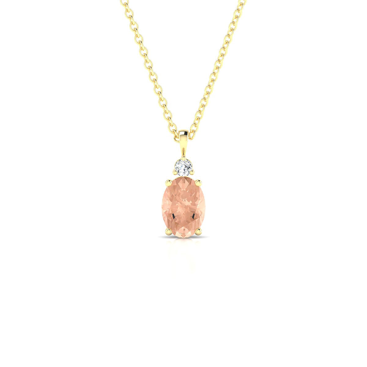 Sparkle | 18k Yellow Gold 7 x 5 mm Oval Morganite Pendant