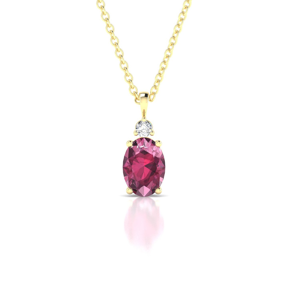 Sparkle | 18k Yellow Gold 7 x 5 mm Oval Rhodolite Pendant