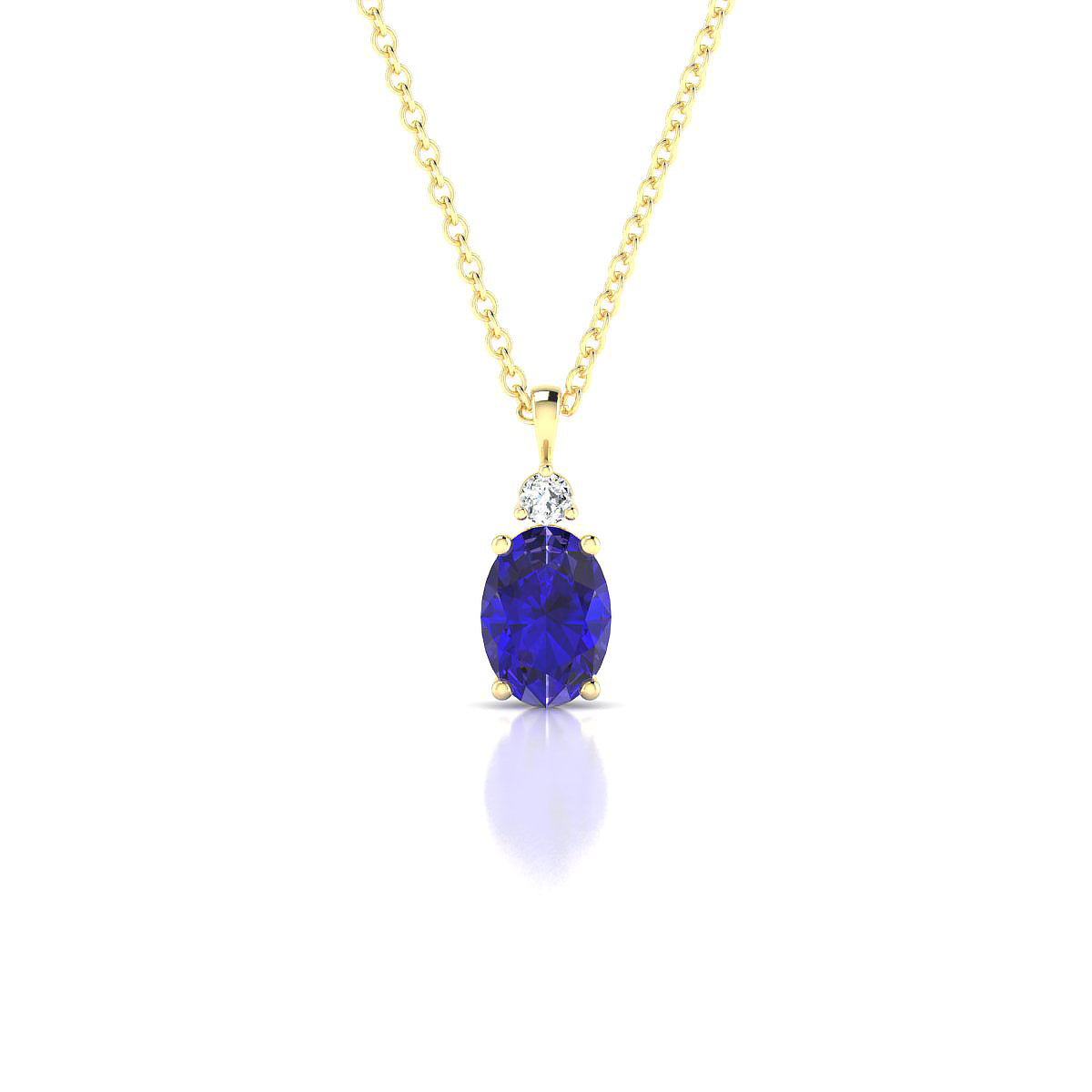 Sparkle | 18k Yellow Gold 7 x 5 mm Oval Tanzanite Pendant