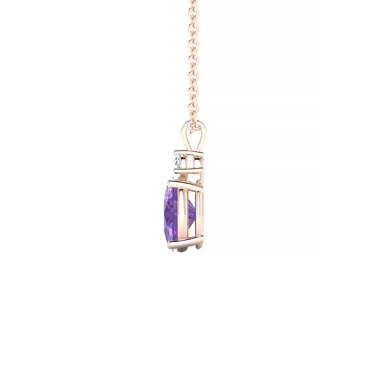 Sparkle | 18k Rose Gold 7 x 5 mm Oval Amethyst Pendant
