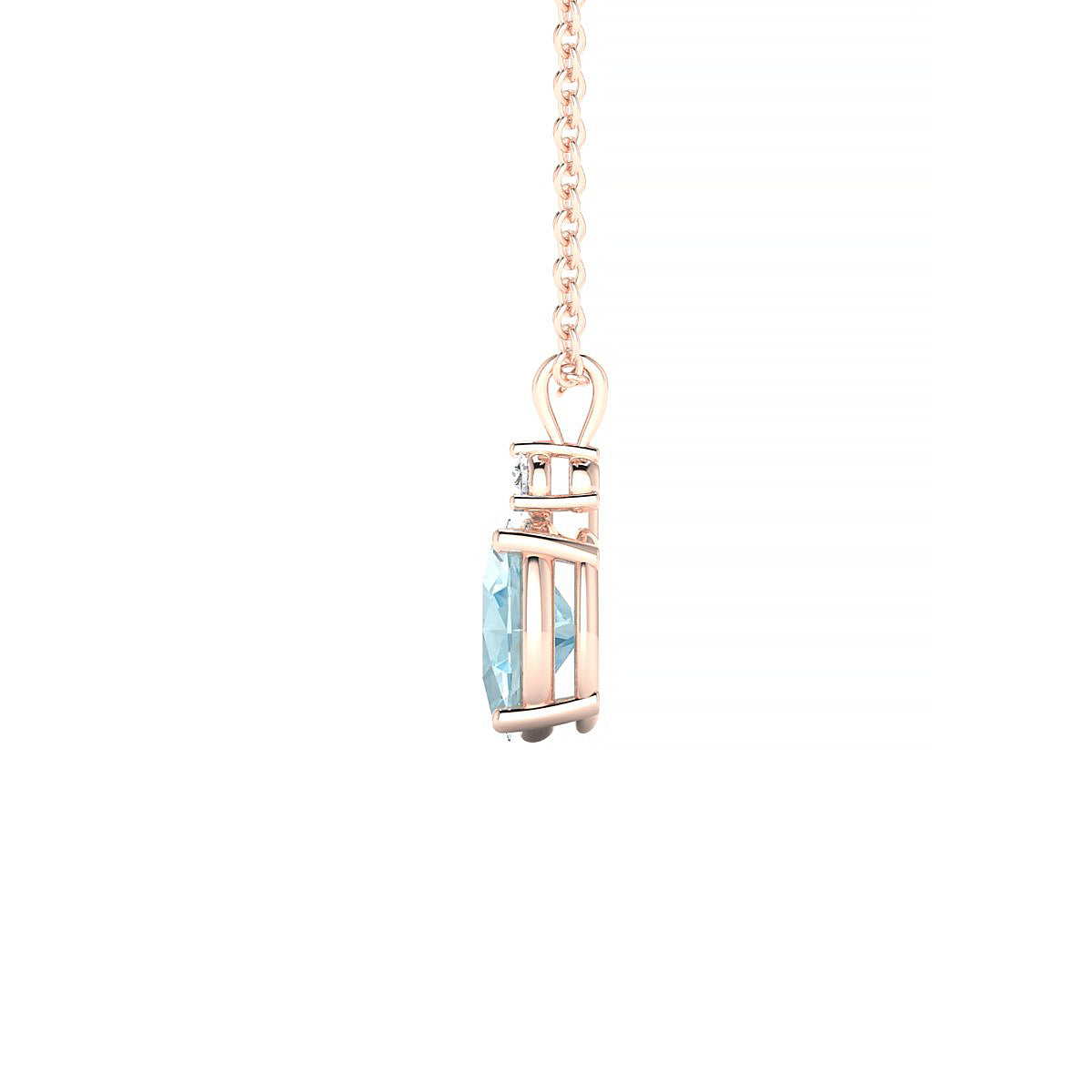 Sparkle | 18k Rose Gold 7 x 5 mm Oval Aquamarine Pendant