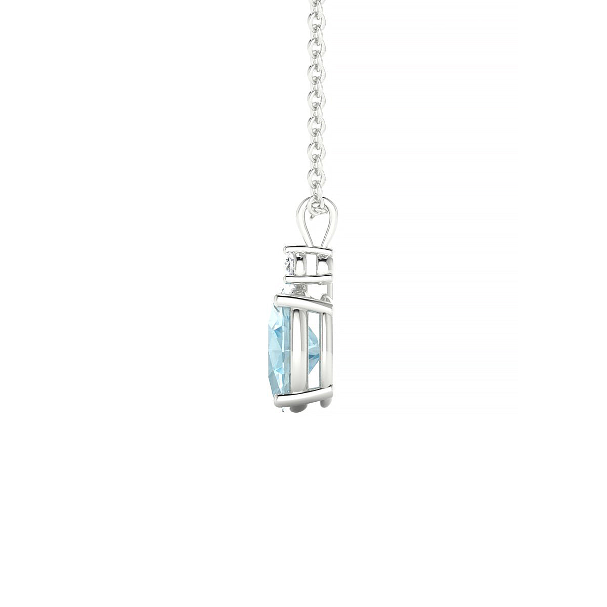 Sparkle | 18k White Gold 7 x 5 mm Oval Aquamarine Pendant