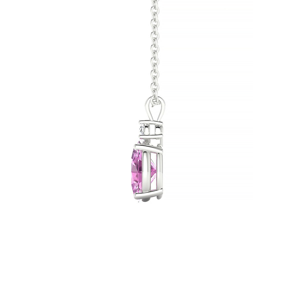 Sparkle | 18k White Gold 7 x 5 mm Oval Pink Sapphire Pendant