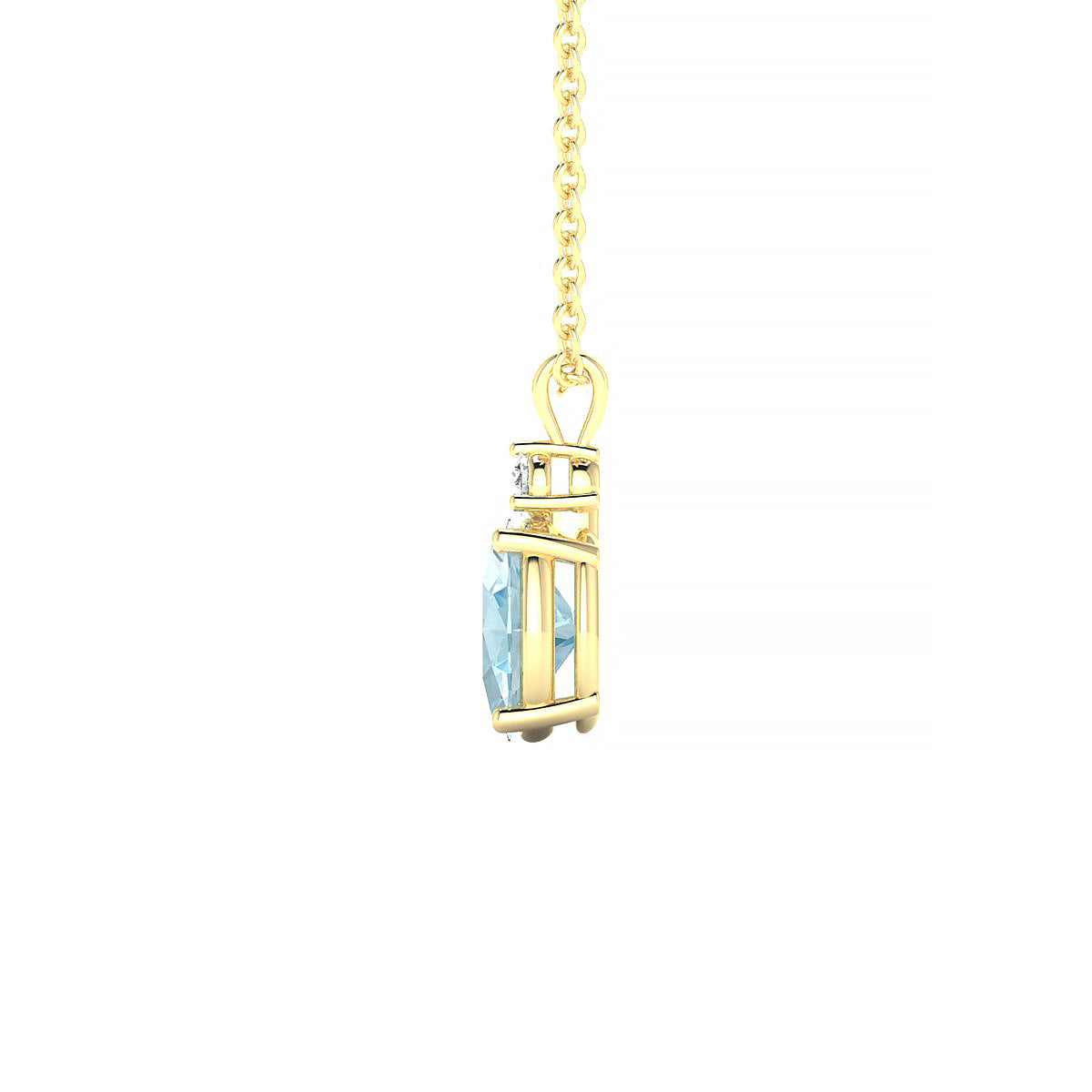 Sparkle | 18k Yellow Gold 7 x 5 mm Oval Aquamarine Pendant