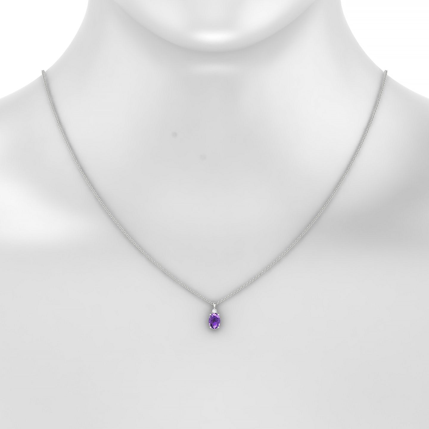 Sparkle | 18k White Gold 7 x 5 mm Oval Amethyst Pendant