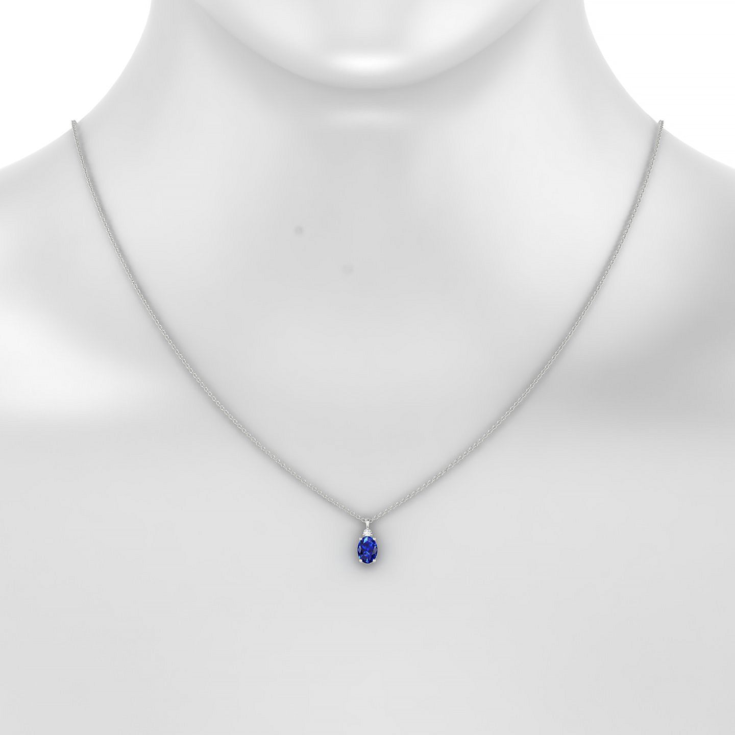 Sparkle | 18k White Gold 7 x 5 mm Oval Sapphire Pendant