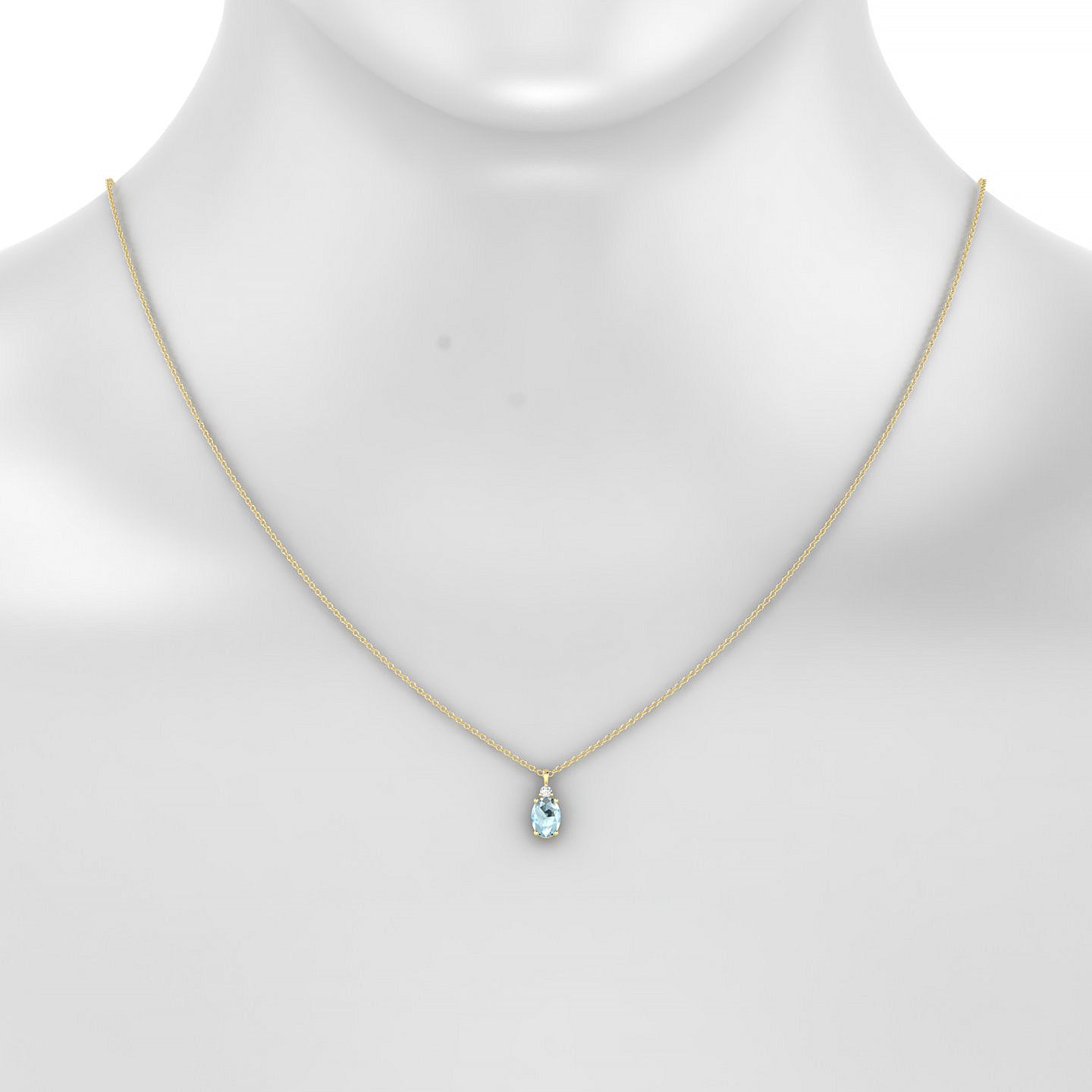 Sparkle | 18k Yellow Gold 7 x 5 mm Oval Aquamarine Pendant
