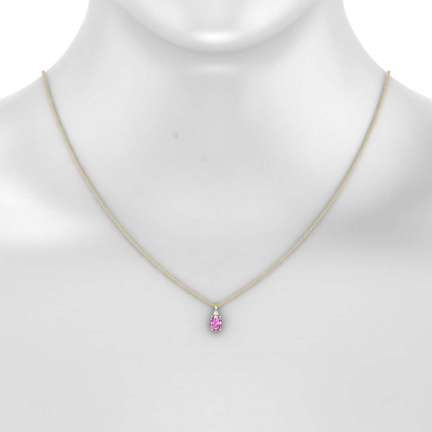 Sparkle | 18k Yellow Gold 7 x 5 mm Oval Pink Sapphire Pendant