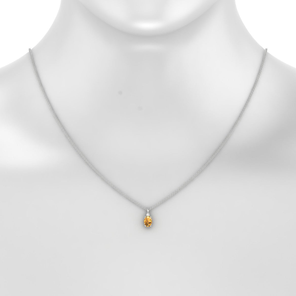Sparkle | 18k White Gold 7 x 5 mm Oval Citrine Pendant