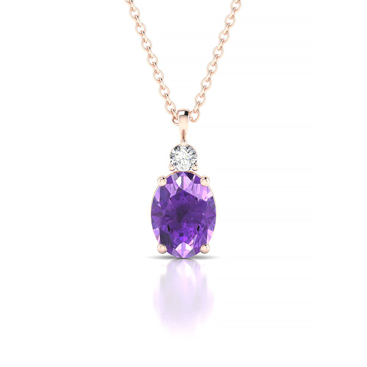 Sparkle | 18k Rose Gold 8 x 6 mm Oval Amethyst Pendant