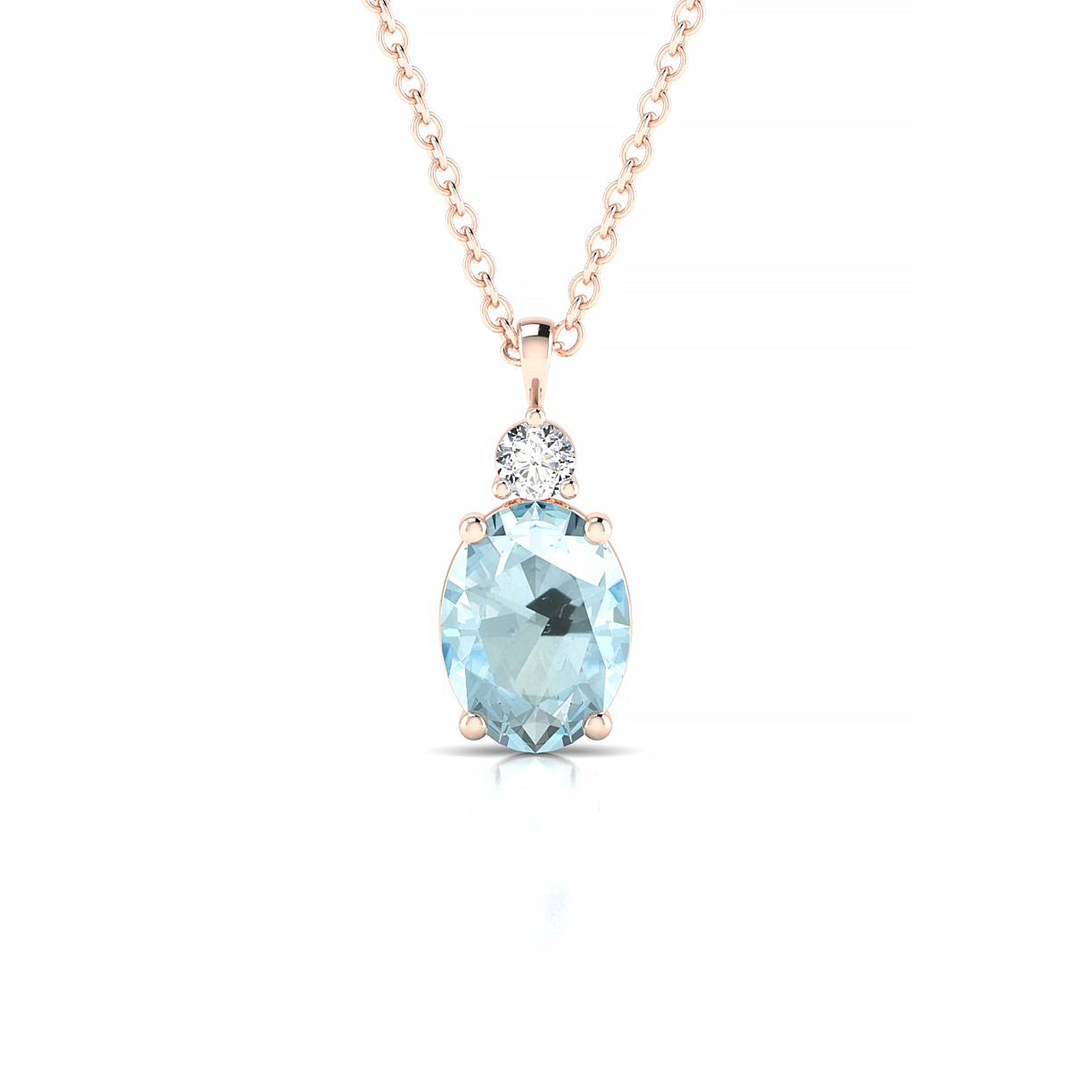 Sparkle | 18k Rose Gold 8 x 6 mm Oval Aquamarine Pendant