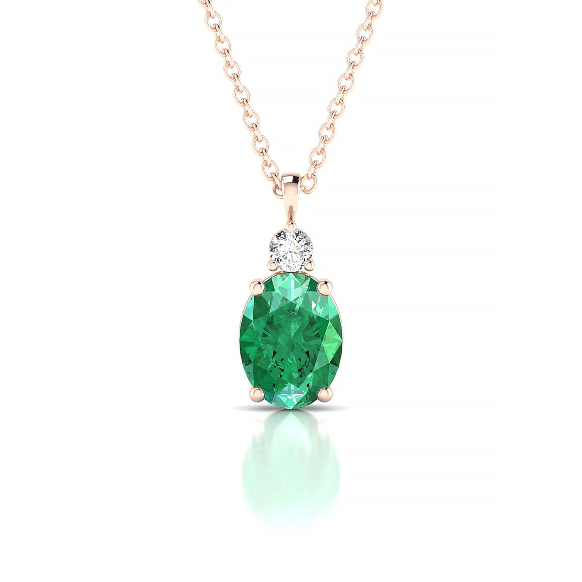 Sparkle | 18k Rose Gold 8 x 6 mm Oval Emerald Pendant