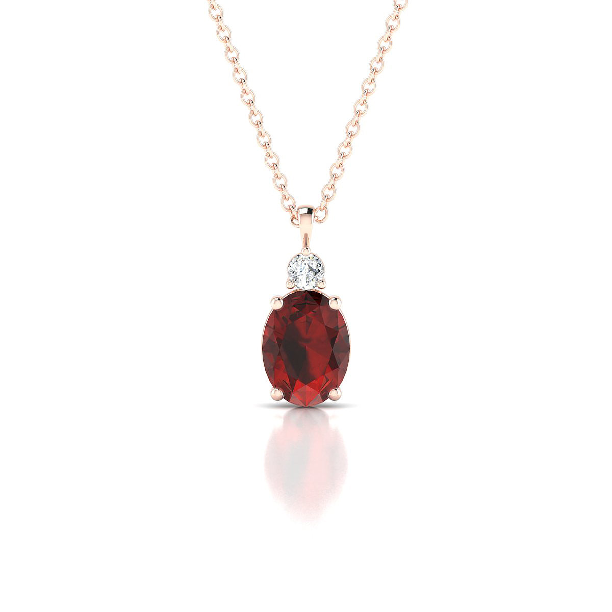 Sparkle | 18k Rose Gold 8 x 6 mm Oval Garnet Pendant