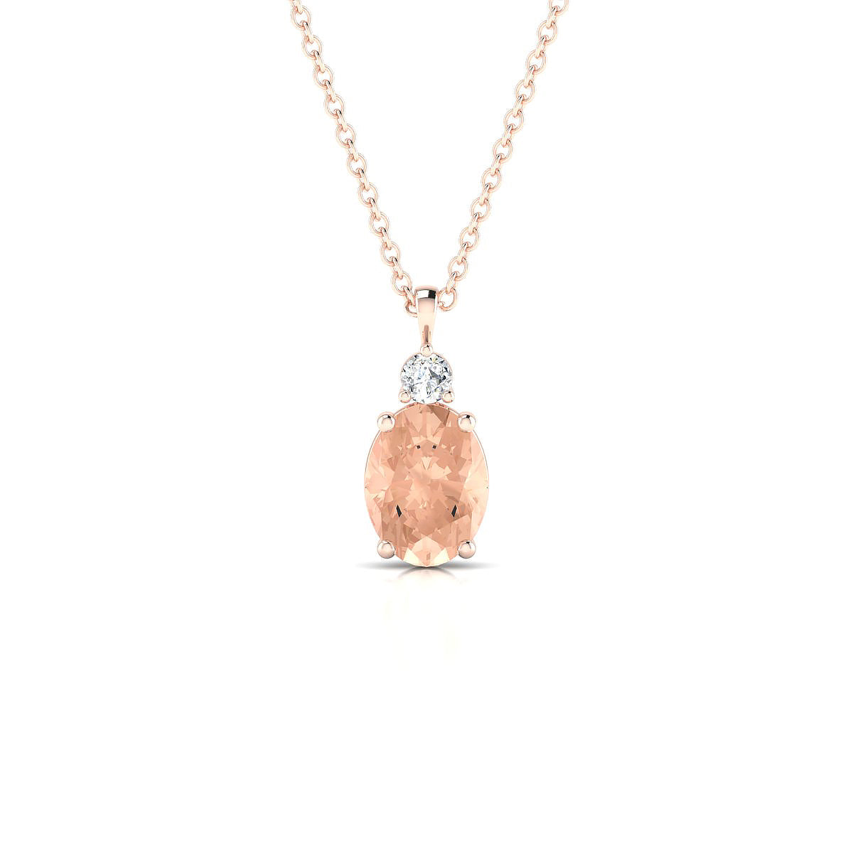 Sparkle | 18k Rose Gold 8 x 6 mm Oval Morganite Pendant