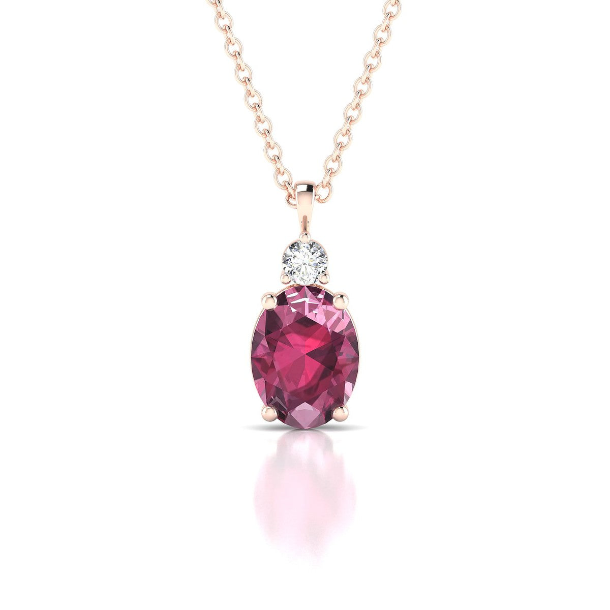 Sparkle | 18k Rose Gold 8 x 6 mm Oval Rhodolite Pendant