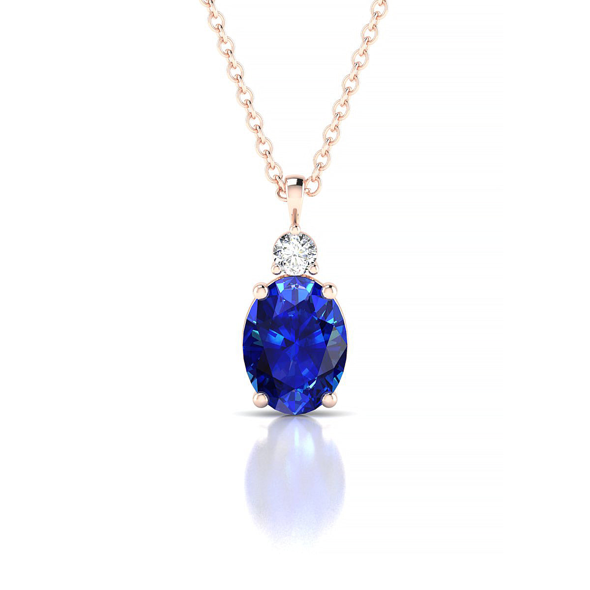 Sparkle | 18k Rose Gold 8 x 6 mm Oval Sapphire Pendant