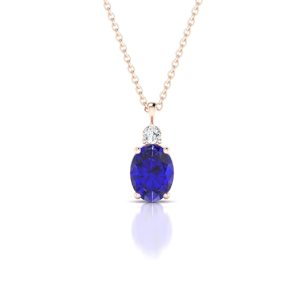 Sparkle | 18k Rose Gold 8 x 6 mm Oval Tanzanite Pendant