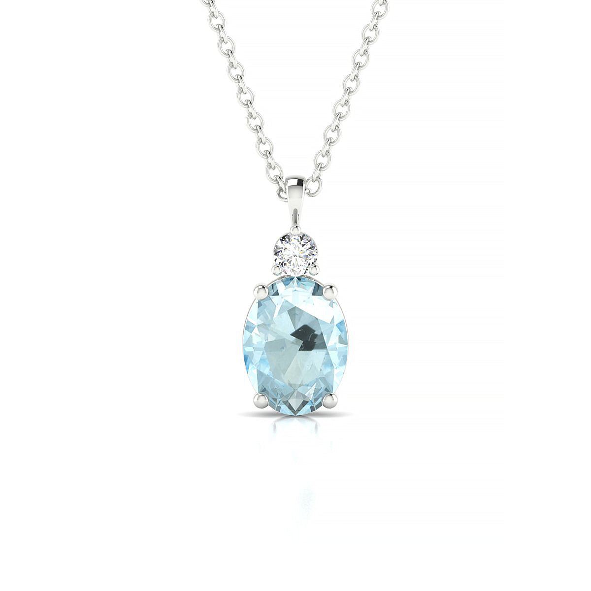 Sparkle | 18k White Gold 8 x 6 mm Oval Aquamarine Pendant