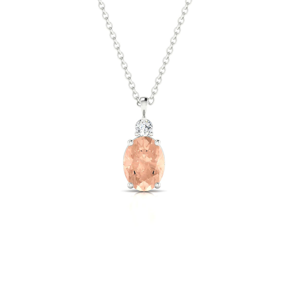 Sparkle | 18k White Gold 8 x 6 mm Oval Morganite Pendant