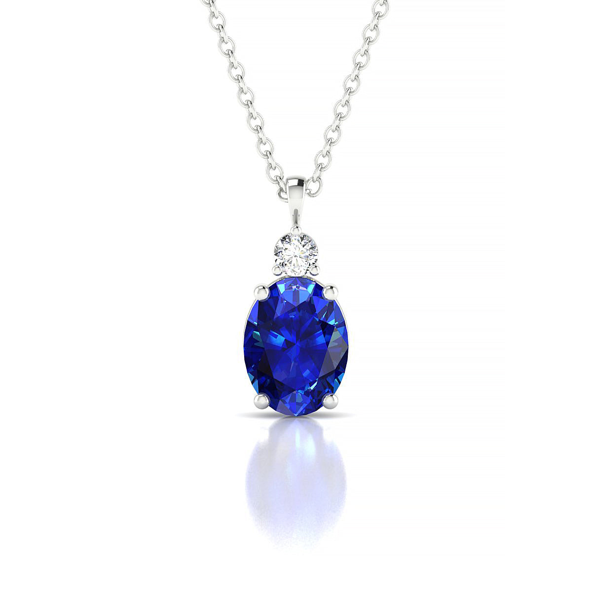 Sparkle | 18k White Gold 8 x 6 mm Oval Sapphire Pendant