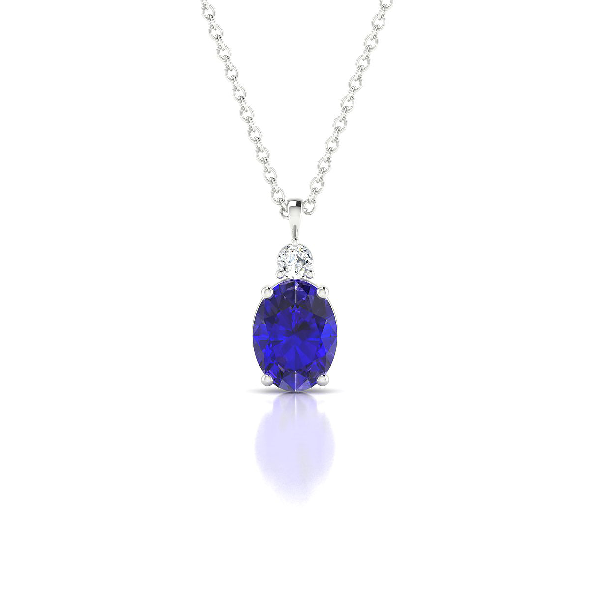 Sparkle | 18k White Gold 8 x 6 mm Oval Tanzanite Pendant