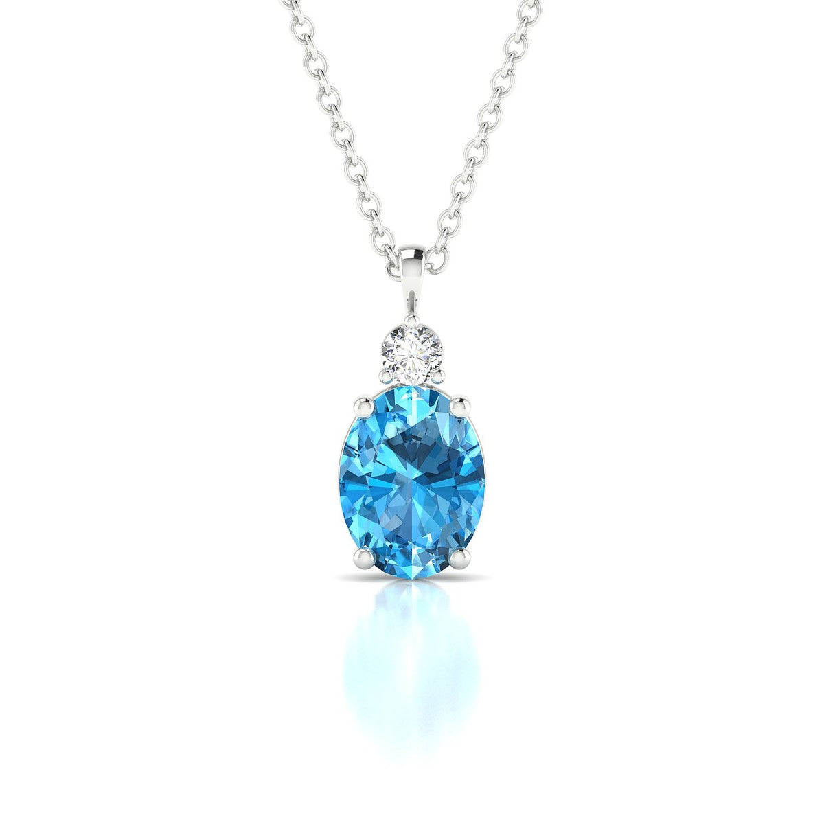 Sparkle | 18k White Gold 8 x 6 mm Oval Topaz Pendant