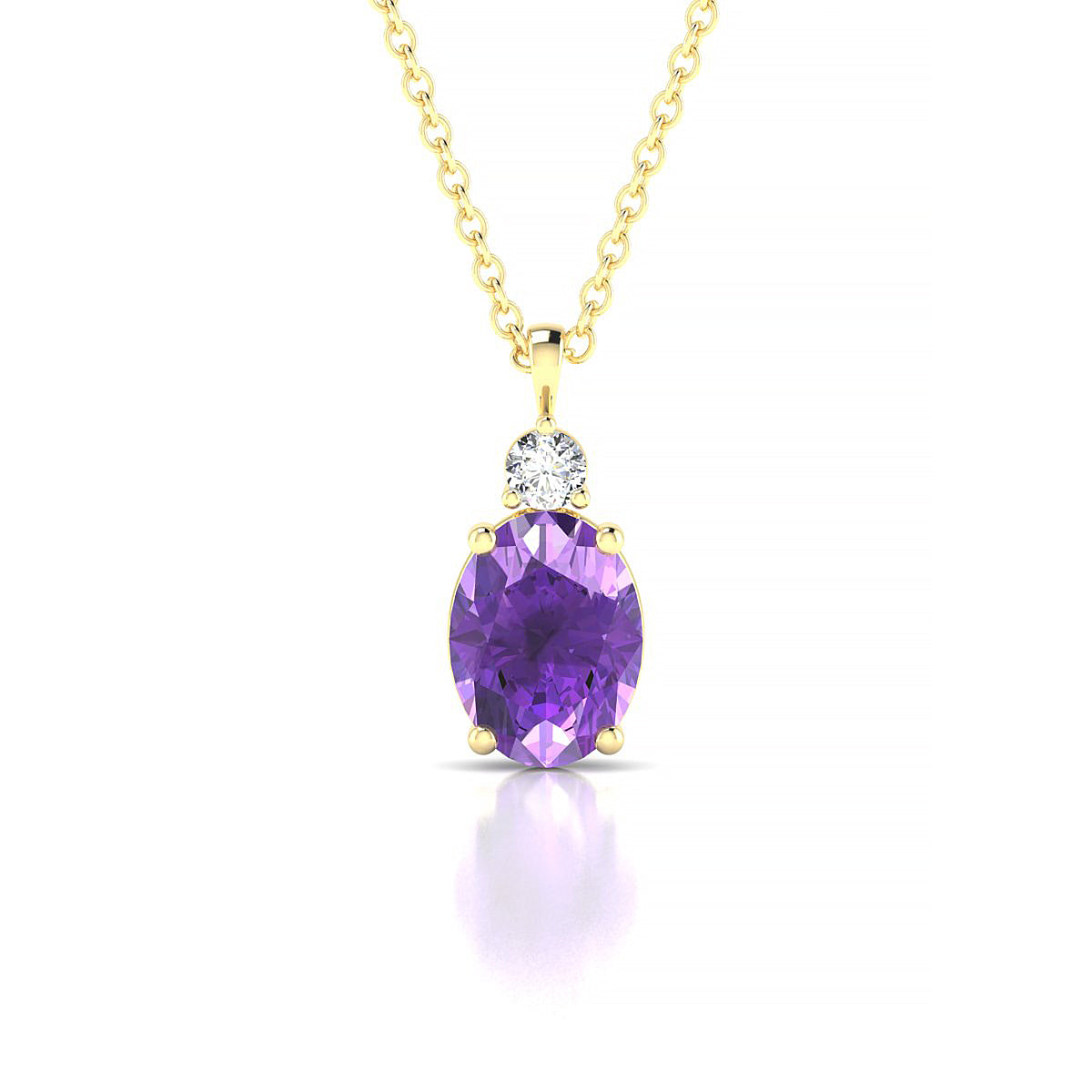 Sparkle | 18k Yellow Gold 8 x 6 mm Oval Amethyst Pendant