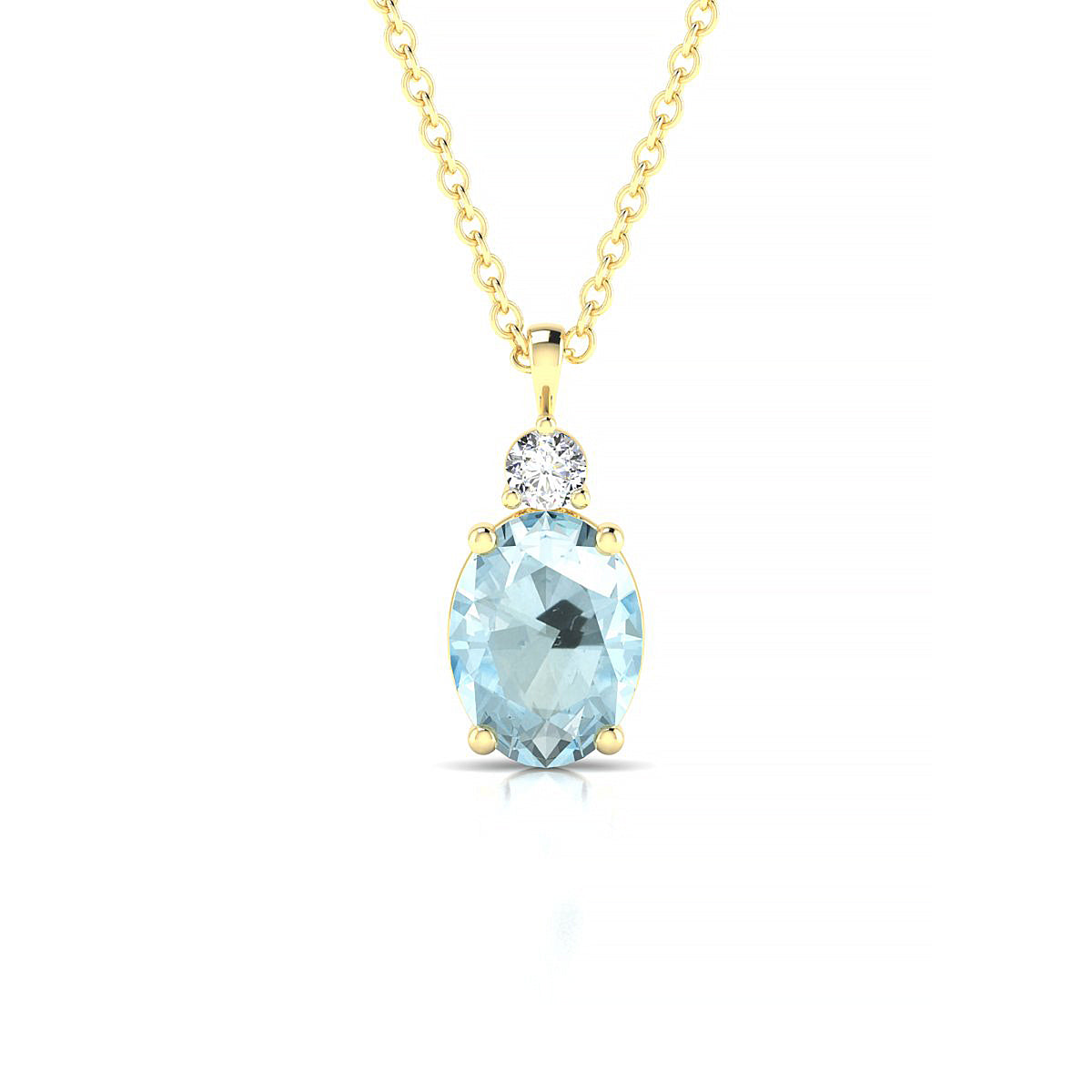 Sparkle | 18k Yellow Gold 8 x 6 mm Oval Aquamarine Pendant