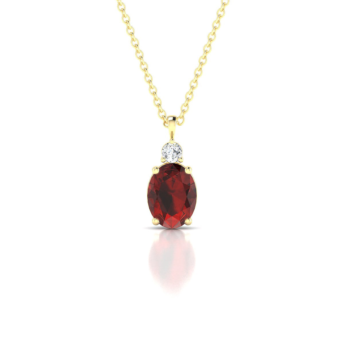 Sparkle | 18k Yellow Gold 8 x 6 mm Oval Garnet Pendant