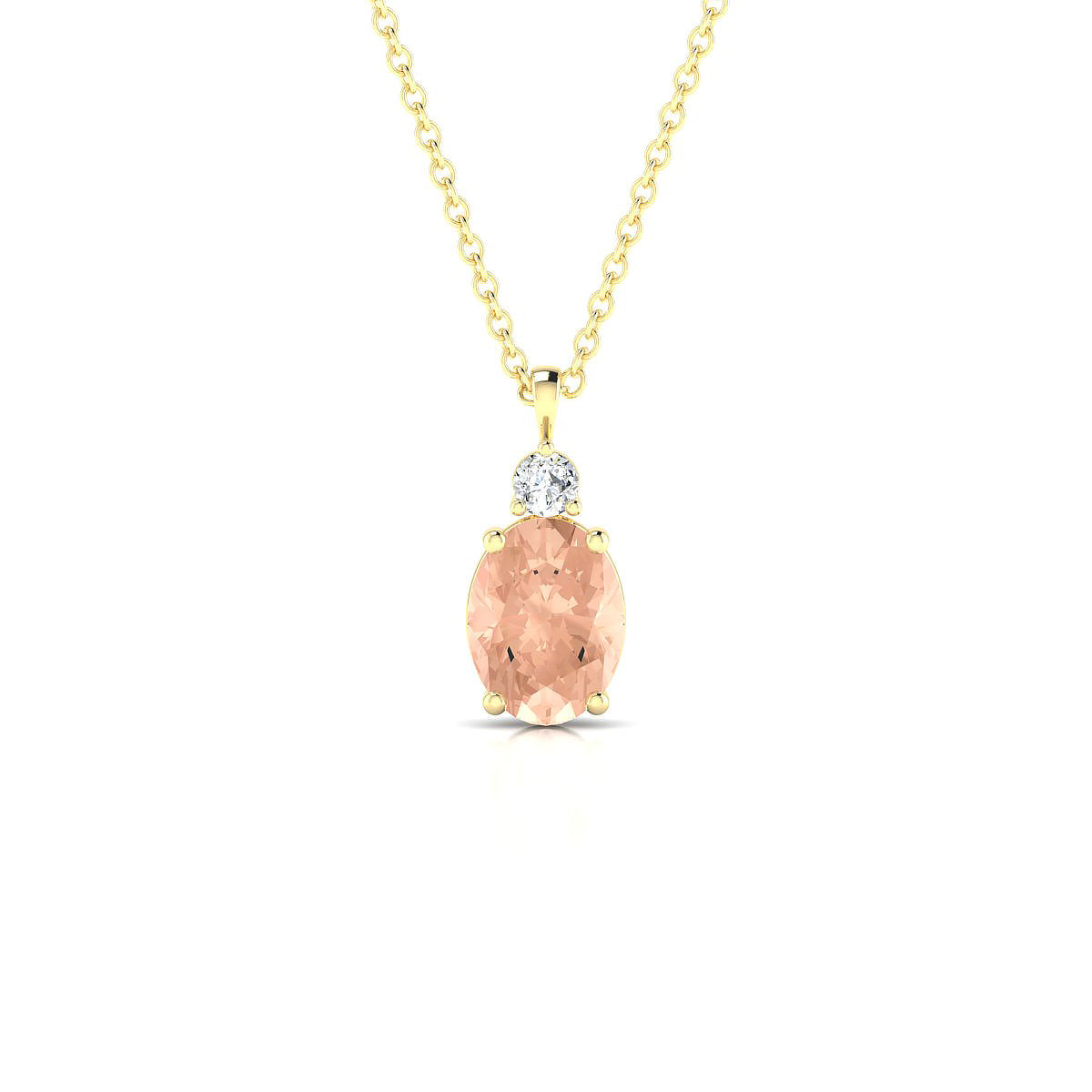 Sparkle | 18k Yellow Gold 8 x 6 mm Oval Morganite Pendant