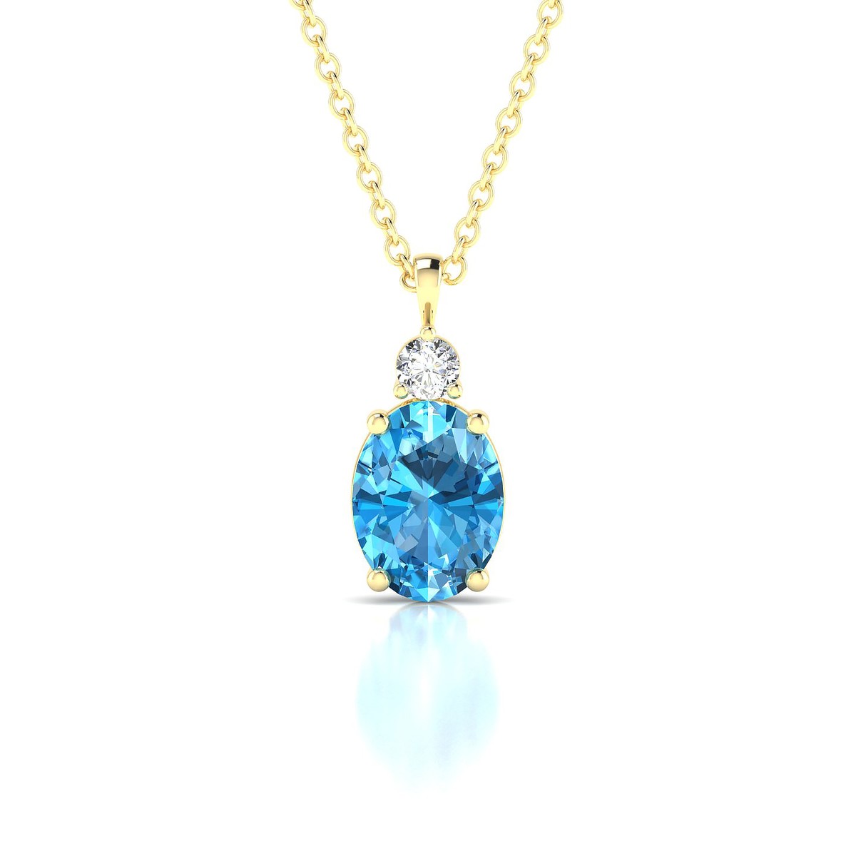 Sparkle | 18k Yellow Gold 8 x 6 mm Oval Topaz Pendant