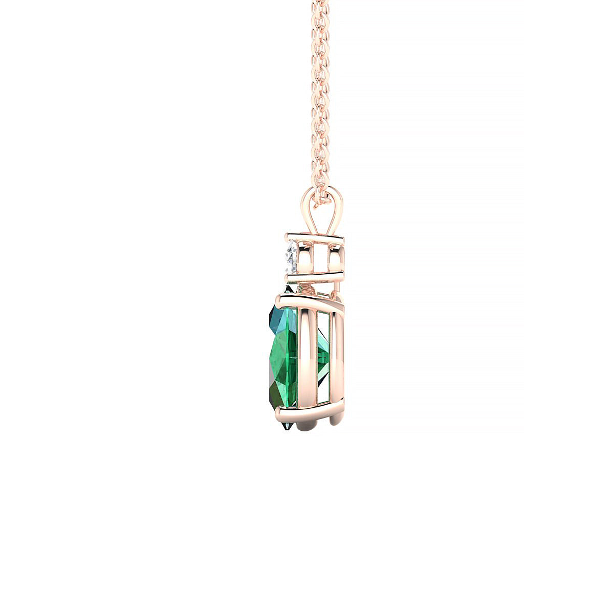 Sparkle | 18k Rose Gold 8 x 6 mm Oval Emerald Pendant