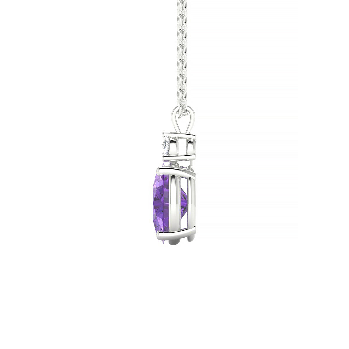 Sparkle | 18k White Gold 8 x 6 mm Oval Amethyst Pendant