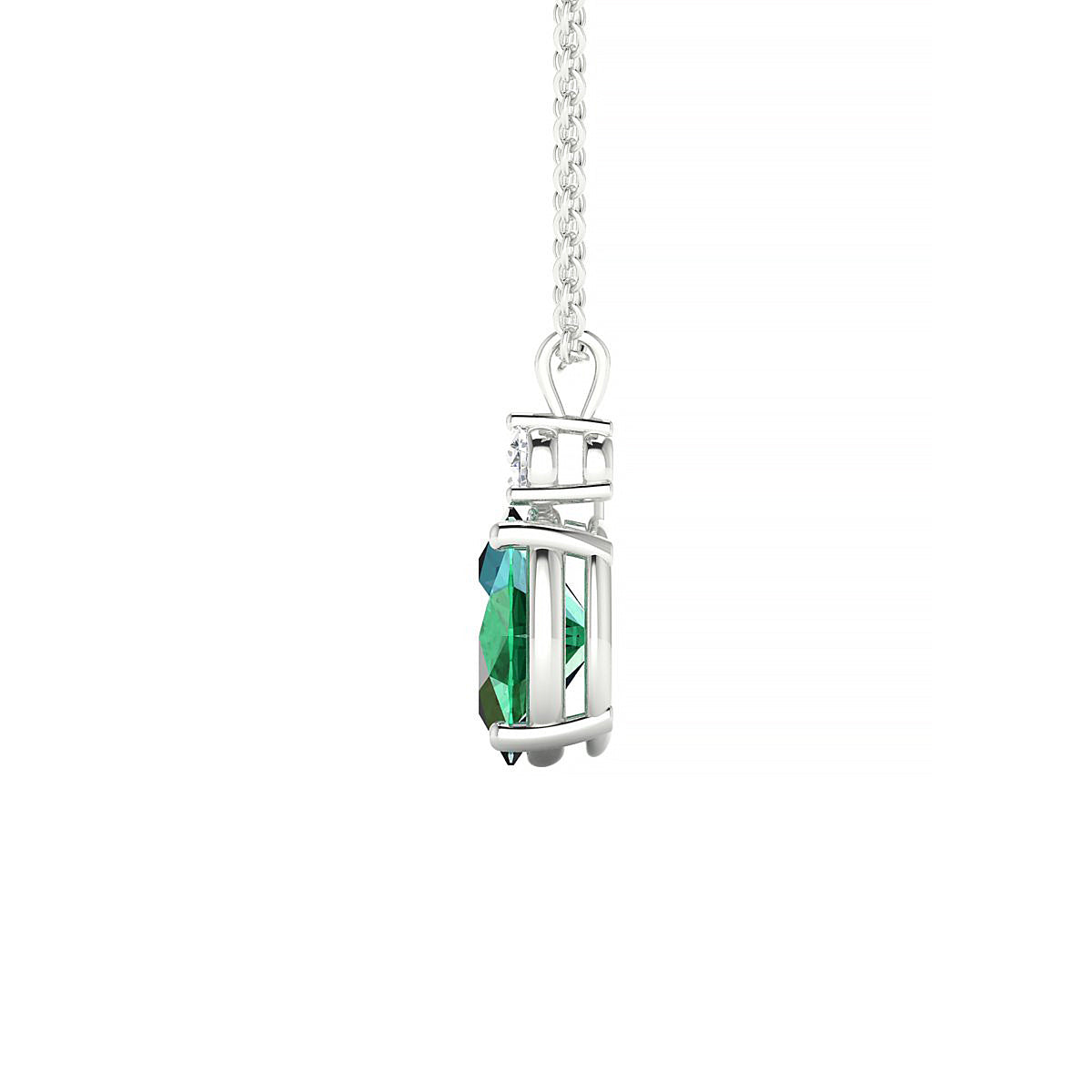 Sparkle | 18k White Gold 8 x 6 mm Oval Emerald Pendant