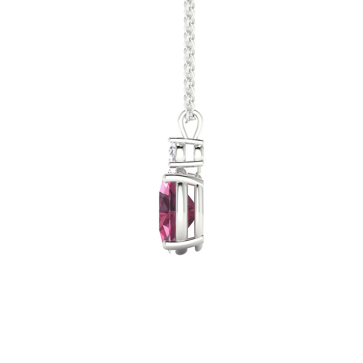 Sparkle | 18k White Gold 8 x 6 mm Oval Rhodolite Pendant
