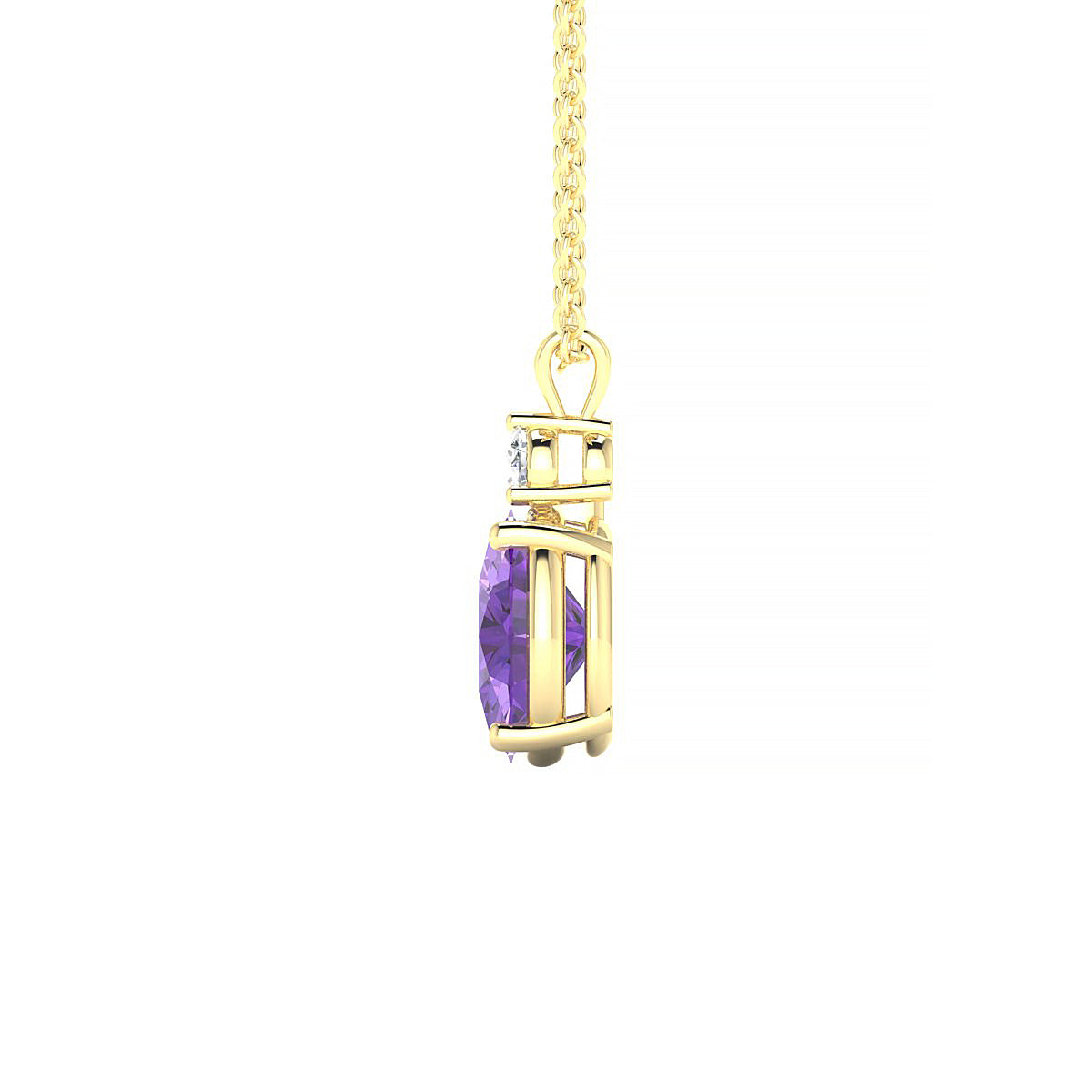 Sparkle | 18k Yellow Gold 8 x 6 mm Oval Amethyst Pendant